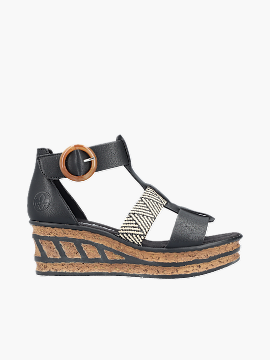 Rieker Damen Keilsandaletten Schwarz 137357 1