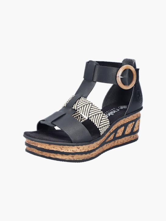 Rieker Damen Keilsandaletten Schwarz 137357 2