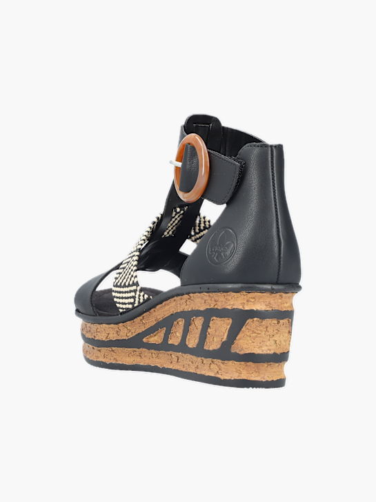 Rieker Damen Keilsandaletten Schwarz 137357 3