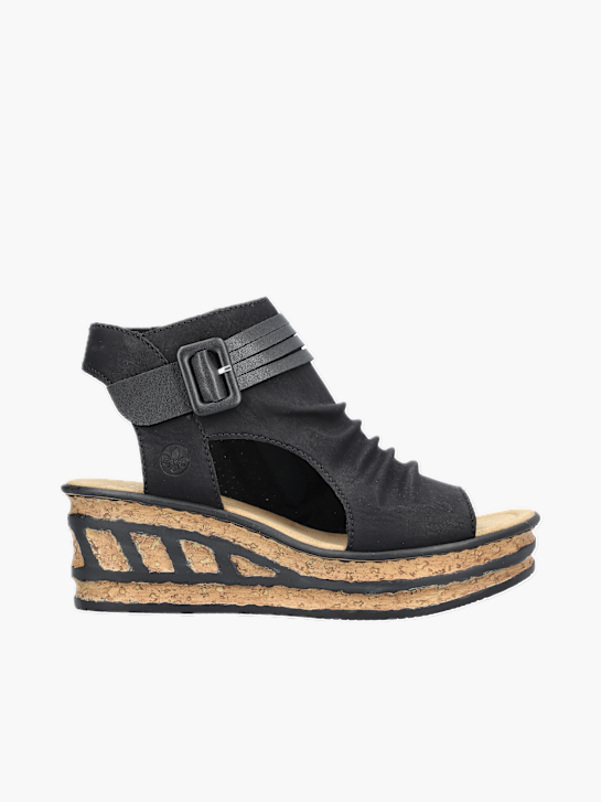 Rieker Damen Keilsandaletten Schwarz 131279 1