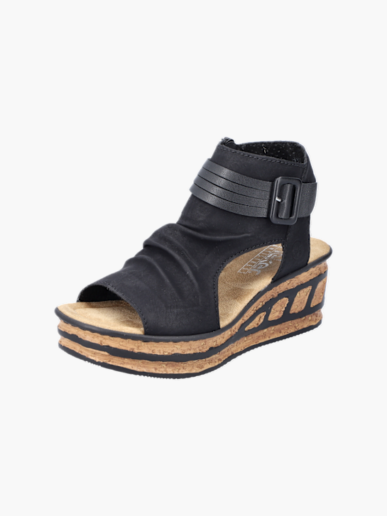 Rieker Damen Keilsandaletten Schwarz 131279 2