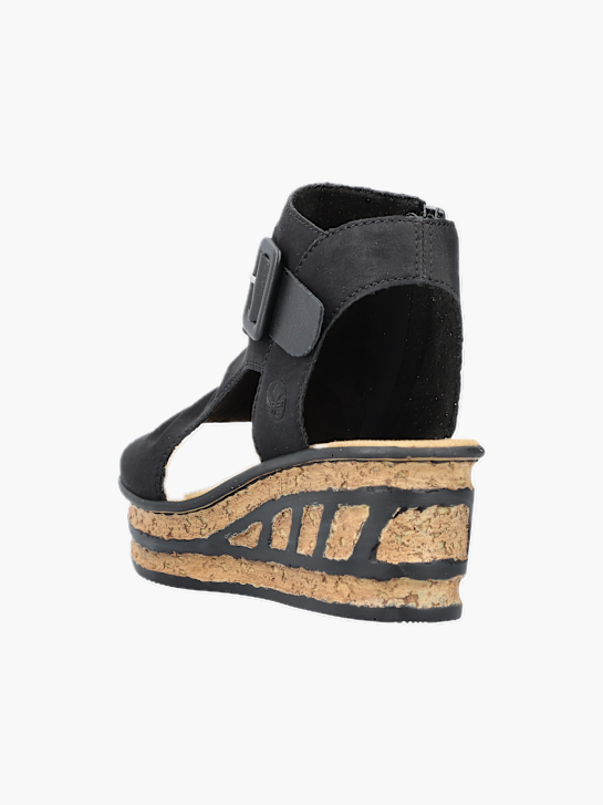 Rieker Damen Keilsandaletten Schwarz 131279 3