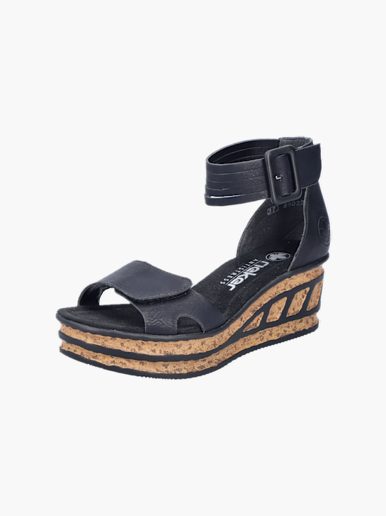 Rieker Damen Keilsandaletten Schwarz 131280 2