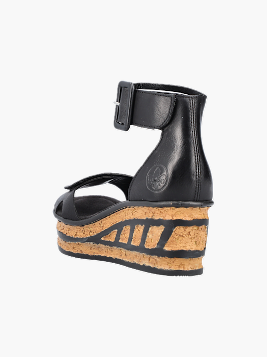Rieker Damen Keilsandaletten Schwarz 131280 3
