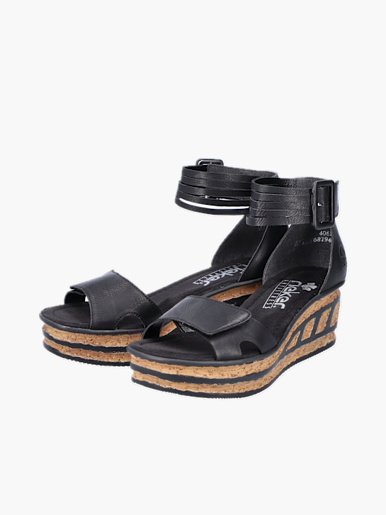 Rieker Damen Keilsandaletten Schwarz 131280 4