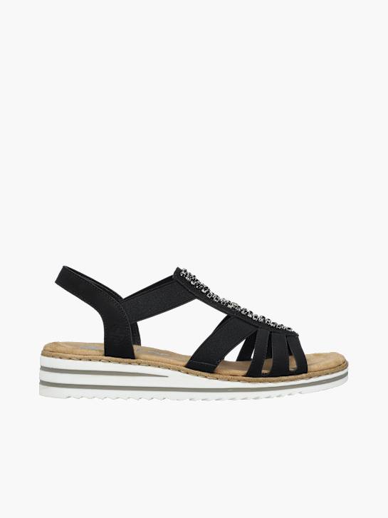 Rieker Damen Keilsandaletten Schwarz 136375 1