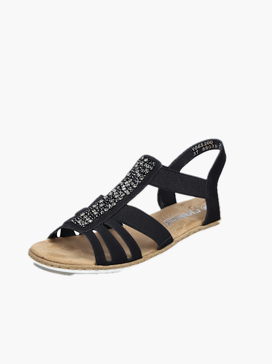 Rieker Damen Keilsandaletten Schwarz 136375 2