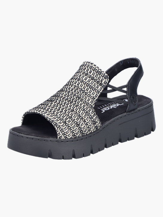 Rieker Damen Keilsandaletten Schwarz 136380 2