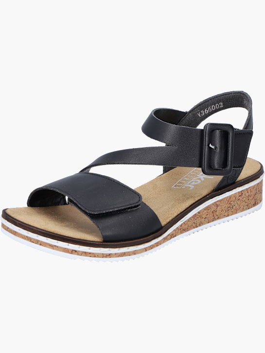 Rieker Damen Keilsandaletten Schwarz 136428 1