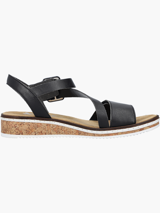 Rieker Damen Keilsandaletten Schwarz 136428 2