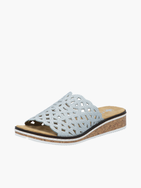 Rieker Damen Pantoletten Hellblau 136436 2