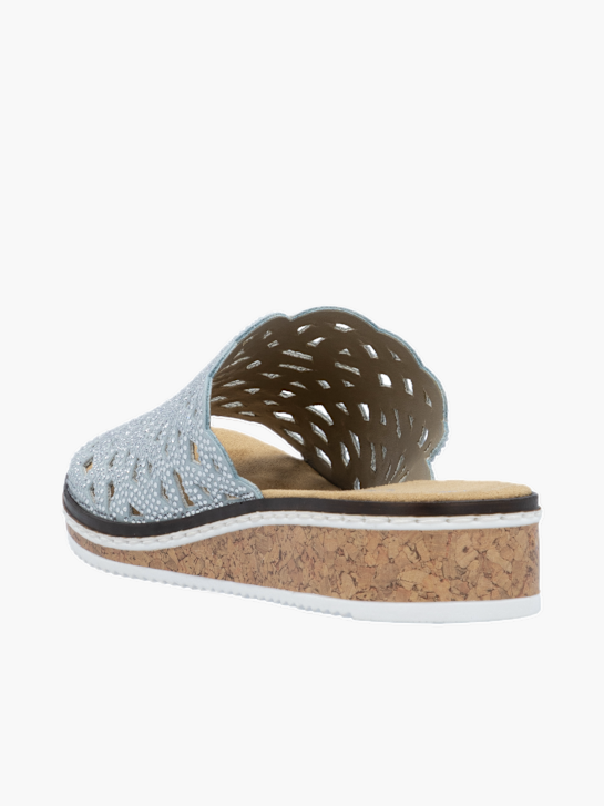 Rieker Damen Pantoletten Hellblau 136436 3