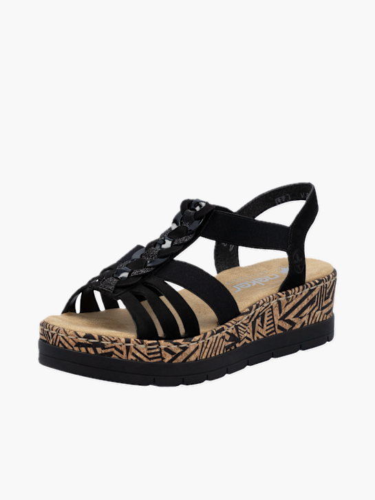 Rieker Damen Keilsandaletten Schwarz 136440 2