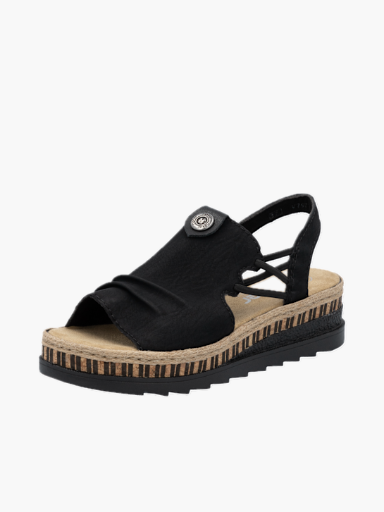 Rieker Damen Keilsandaletten Schwarz 136457 2