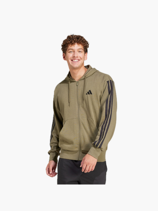 adidas Essentials 3-Streifen French Terry Kapuzenjacke Grün 132450 2