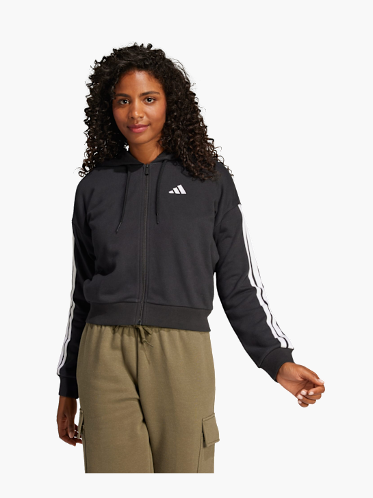 adidas Essentials 3-Streifen French Terry Kapuzenjacke Schwarz 142753 2