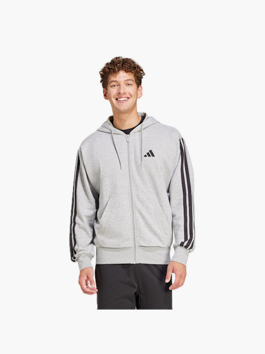 adidas Essentials 3-Streifen French Terry Kapuzenjacke Grau 132452 2
