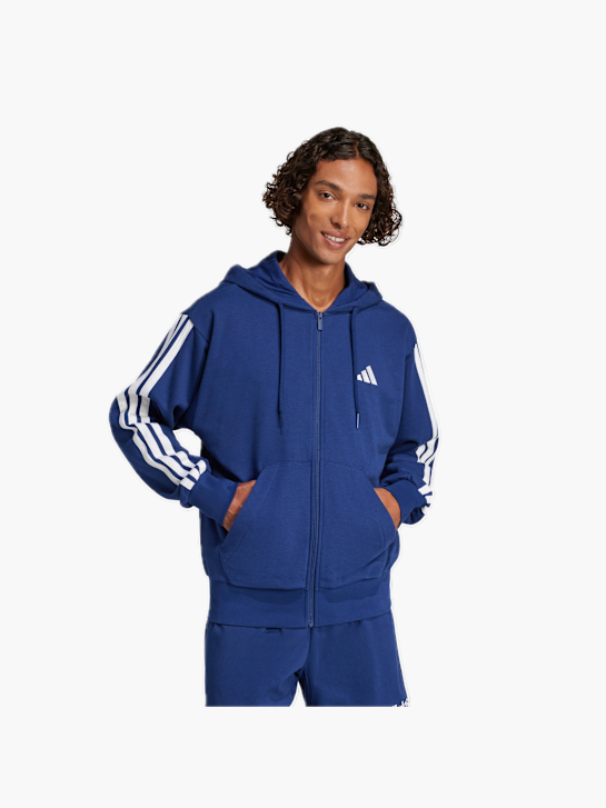 adidas Essentials 3-Streifen French Terry Kapuzenjacke Blau 132453 2