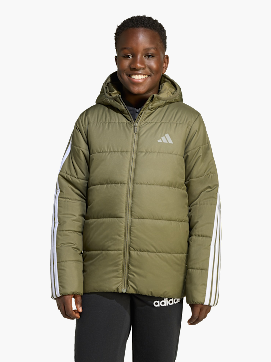 adidas Essentials 3-Streifen gefütterte Kinderjacke Grün 142224 2