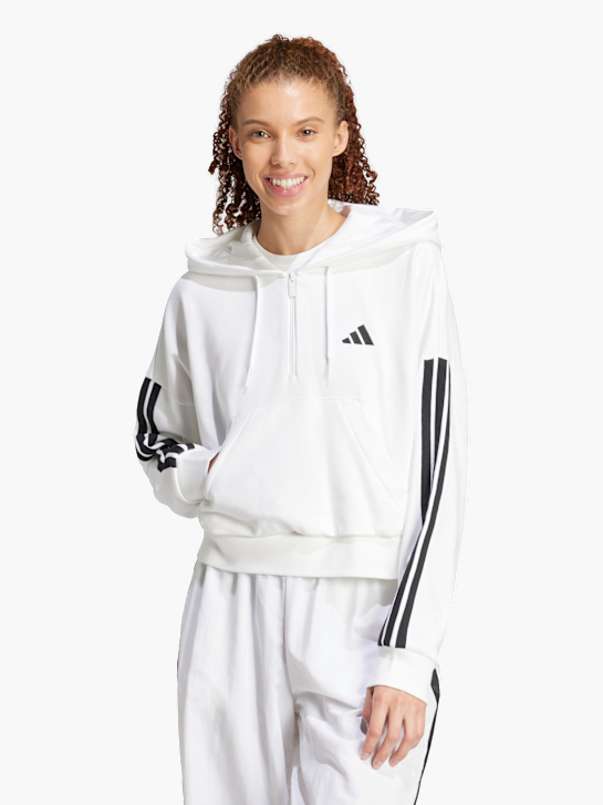 adidas Essentials 3-Streifen French Terry Quarter-Zip Hoodie Weiß 142269 2