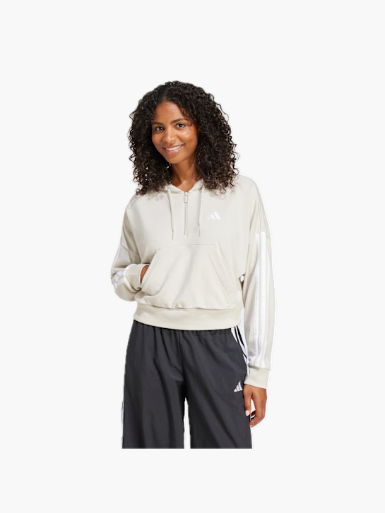 adidas Essentials 3-Streifen French Terry Quarter-Zip Hoodie Beige 132082 2