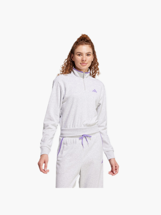adidas Essentials Color Pop French Terry Crop Quarter-Zip Originals Jacke Grau 132676 2