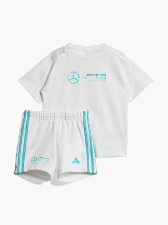 adidas MERCEDES - AMG PETRONAS FORMULA ONE TEAM DNA KIDS T-SHIRT UND SHORTS SET Weiß 143356 1