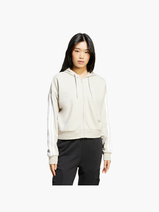 adidas Essentials 3-Streifen French Terry Kapuzenjacke Beige 156468 2