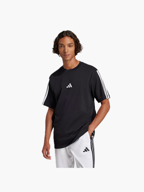 adidas Essentials 3-Streifen Single Jersey T-Shirt Schwarz 131994 2