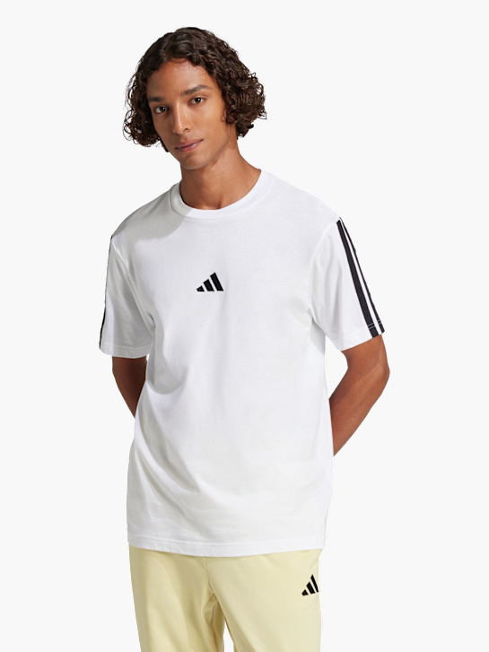 adidas Essentials 3-Streifen Single Jersey T-Shirt Weiß 141421 2