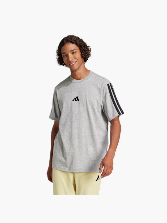 adidas Essentials 3-Streifen Single Jersey T-Shirt Grau 131995 2