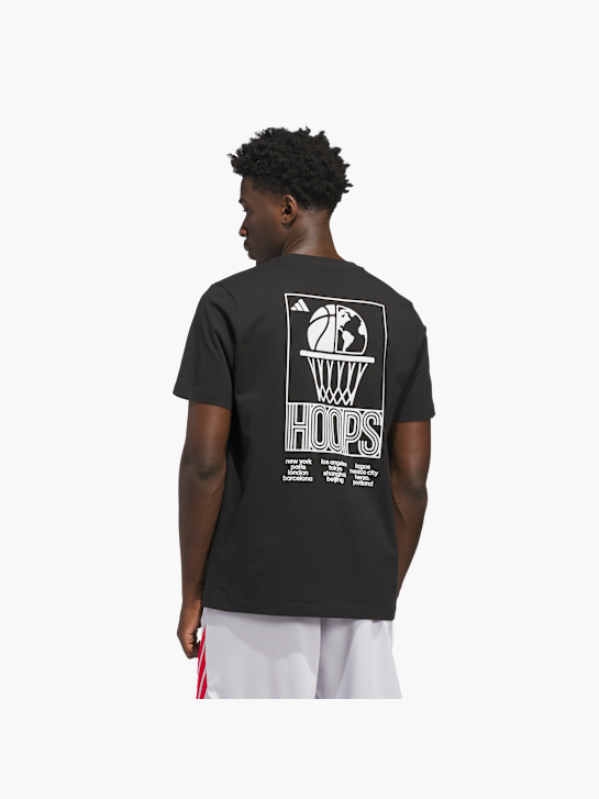 adidas World Wide Hoops Graphic T-Shirt Schwarz 156025 3