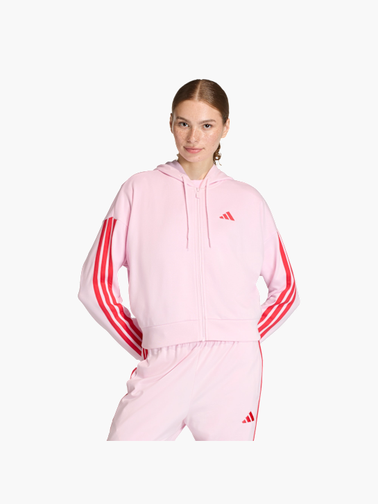 adidas Essentials 3-Streifen French Terry Kapuzenjacke Pink 156469 2