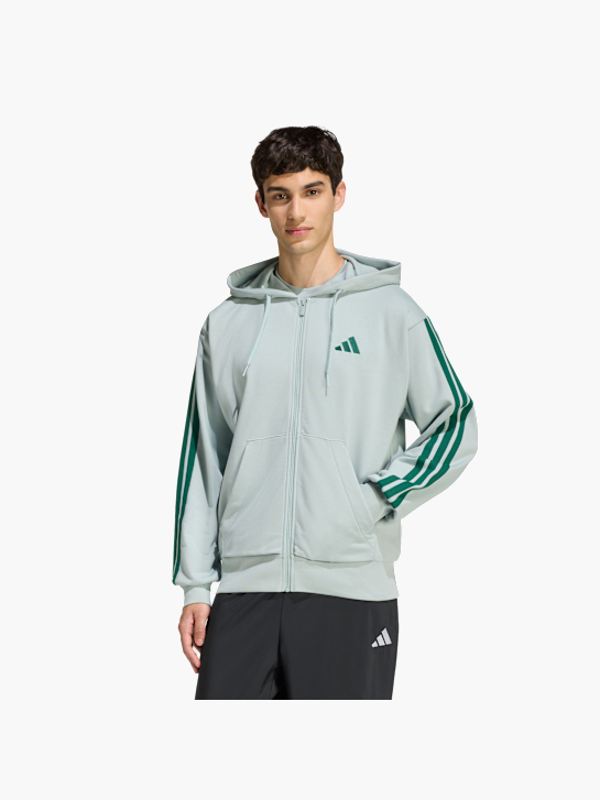 adidas Essentials 3-Streifen French Terry Kapuzenjacke Grün 156440 2