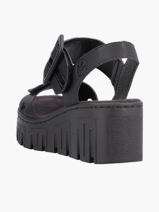 Rieker Damen Keilsandaletten Schwarz 137349 3