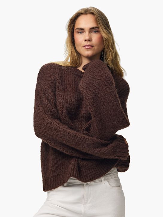 PIECES Sweter z dzianiny brązowy 146178 1