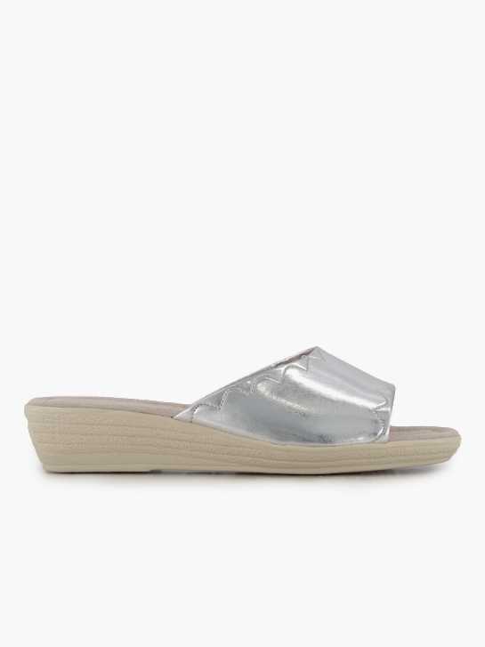 Wellness Flache Pantolette Silber 92758 2