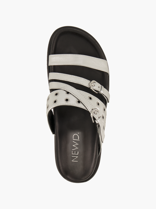 NEWD Flache Pantolette Silber 96320 3