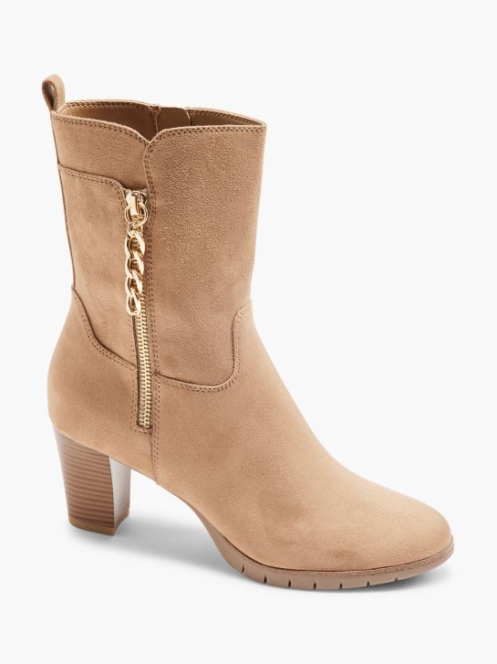 Stivaletto Donna In Sintetico Beige - Tacco 4 Cm, Plateau 2.5 Cm, Gamba 16 Cm, Design Elegante E Comfort