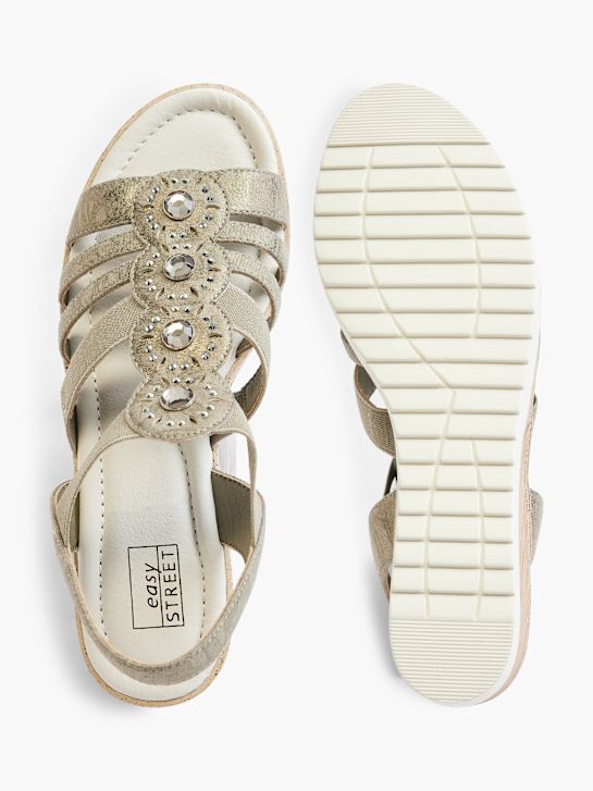 Sandales à Talons Easy Street 'Alive' - Or Avec Strass - Taille 11 US - Talon 2 Pouces - Neuf Avec Boîte