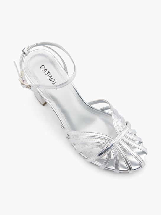 Sandali flat Argento da Donna con dettaglio gioiello strass Swish Jeans