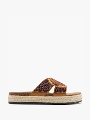 Graceland Flache Pantolette Cognac