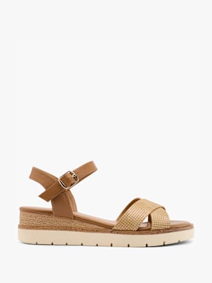 Easy Street Sandalo Alba Zeppa Donna - Marrone Chiaro, Taglia 41 EU, Con Fibbia Regolabile