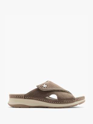 Dr. Stark Damen Pantolette Taupe - Bequeme Sandalen Mit Klettverschluss