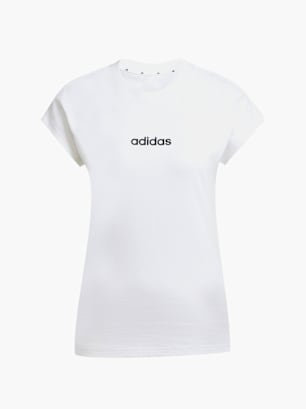adidas Essentials Linear Cotton T-Shirt Weiß