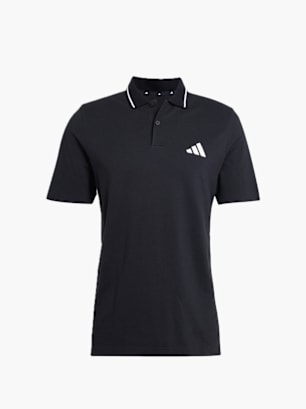 adidas Essentials 3-Streifen Piqué Poloshirt Schwarz