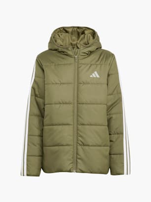 adidas Essentials 3-Streifen gefütterte Kinderjacke Grün