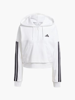 adidas Essentials 3-Streifen French Terry Quarter-Zip Hoodie Weiß