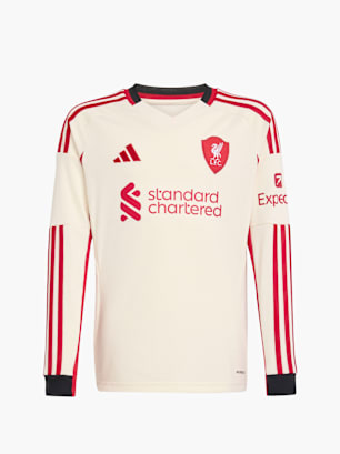 adidas Liverpool FC 25/26 Langärmeliges Auswärtstrikot für Kinder Weiß