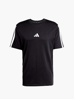 adidas Essentials 3-Streifen Single Jersey T-Shirt Schwarz